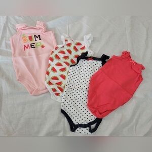 HB bundle of 4 sleeveless summer onesies 3-6m